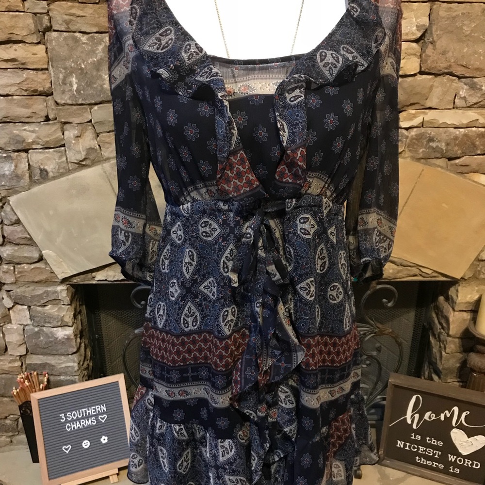 Banana Republic Boho Ruffle Dress Size 4 - Picture 3 of 8